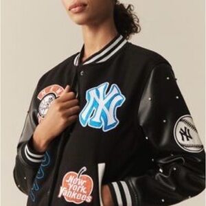The Wild Collective x Anthropologie MLB Letterman Jacket - New York Yankees